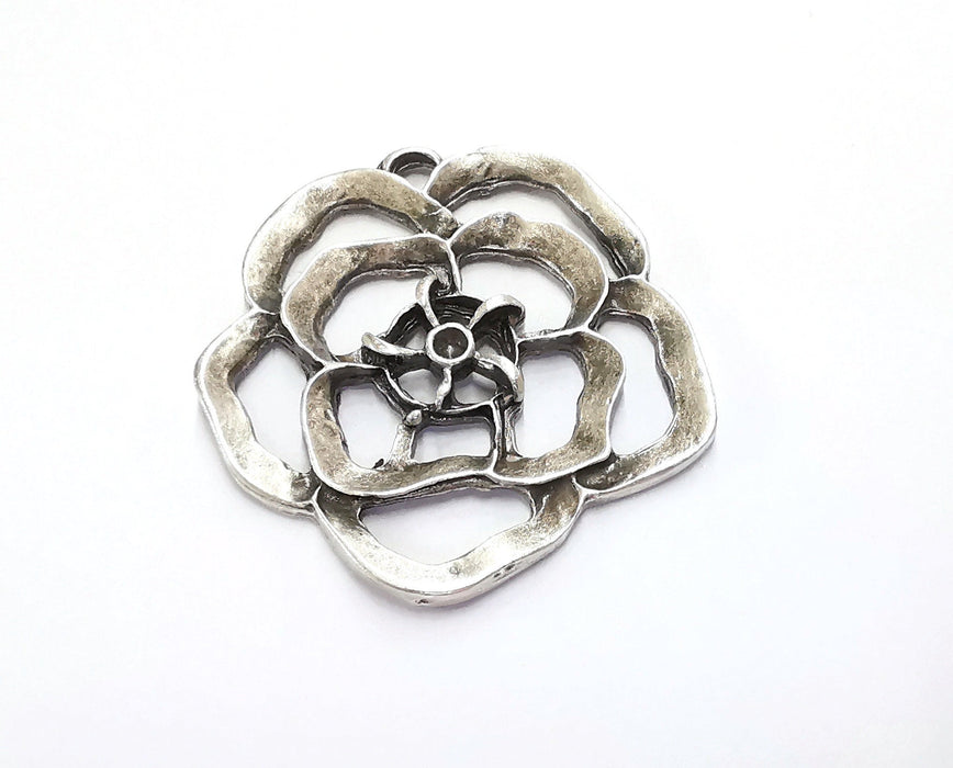 Rose Silver Charms Antique Silver Plated Charms (51x47mm)  G20199