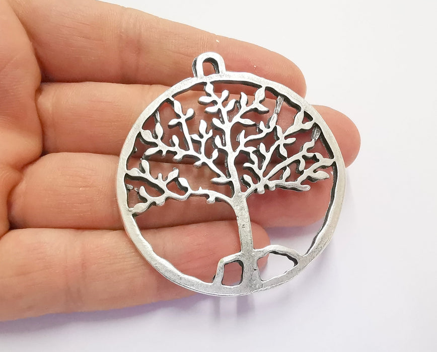 Tree Pendant Antique Silver Plated Pendant (61x56mm) G20200