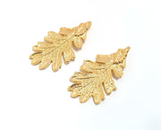 Leaf Charms Double sided (Both Side Same) Gold Plated Charms Pendant (47x26mm) G19786