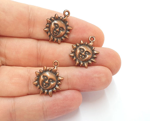 6 Sun Charms Antique Copper Plated Charms (22x18mm)  G19789
