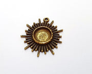 Sun Charms Blank Bezel Resin Bezel Mosaic Mountings Antique Bronze Plated Charms (43x40mm)( 16 mm Bezel Inner Size)  G19791