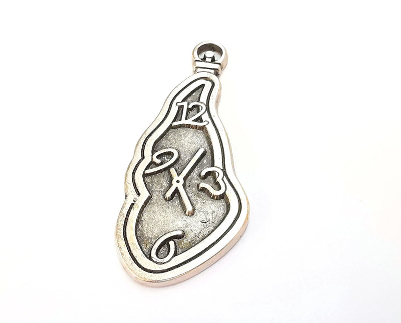 Clock Charms Antique Silver Plated Charms (77x31mm)  G21498