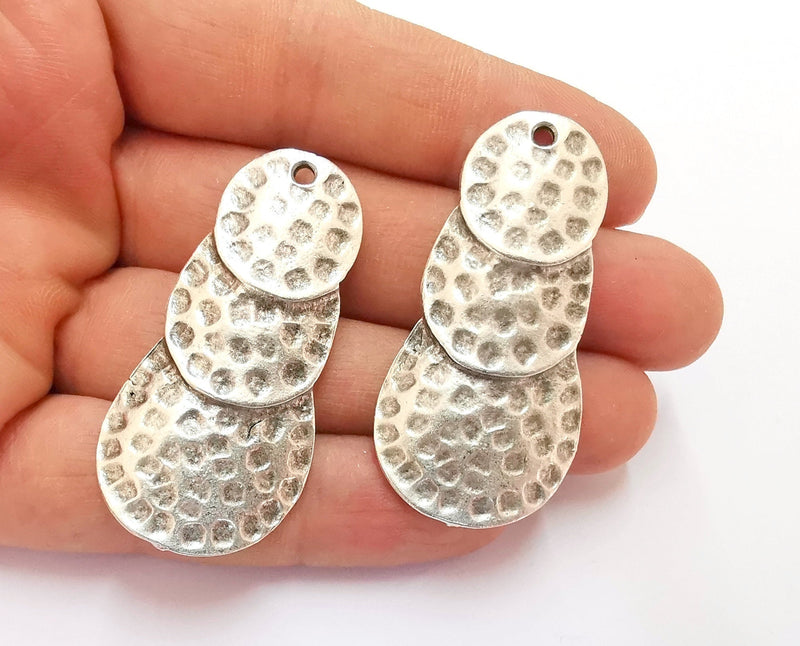 2 Circles Charms Antique Silver Plated Charms (53x26mm)  G20215