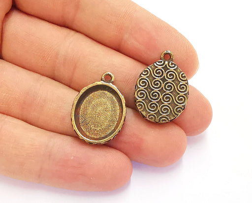 4 Charms Blank Bezel Resin Bezel Mosaic Mountings Antique Bronze Plated Charms (25x18mm)( 18x15 mm Bezel Inner Size)  G20221