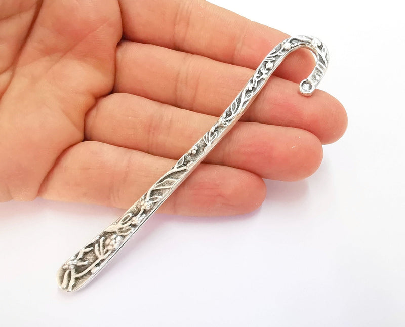 Flower Bookmark Findings Antique Silver Plated Bookmark (110x9mm) G20226