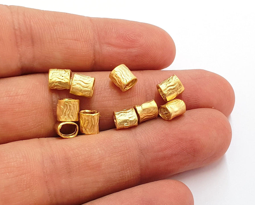 10 Gold Plated Brass Tube Beads Gold Plated Beads 6x6mm  G19820
