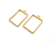 2 Rectangle Bezel Charms Gold Plated Charms (33x20mm) G19821