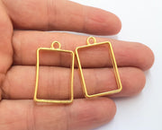 2 Rectangle Bezel Charms Gold Plated Charms (33x20mm) G19821