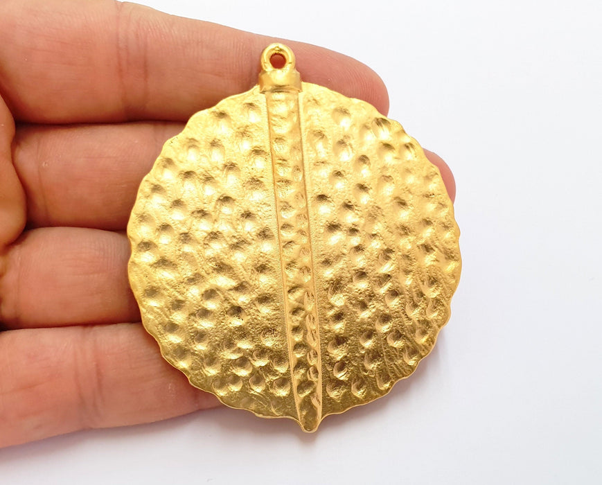 Hammered Gold Large Pendant Gold Plated Pendant (71x61mm)  G19823