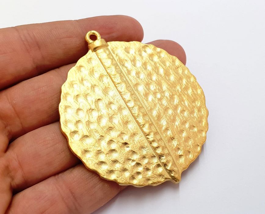 Hammered Gold Large Pendant Gold Plated Pendant (71x61mm)  G19823