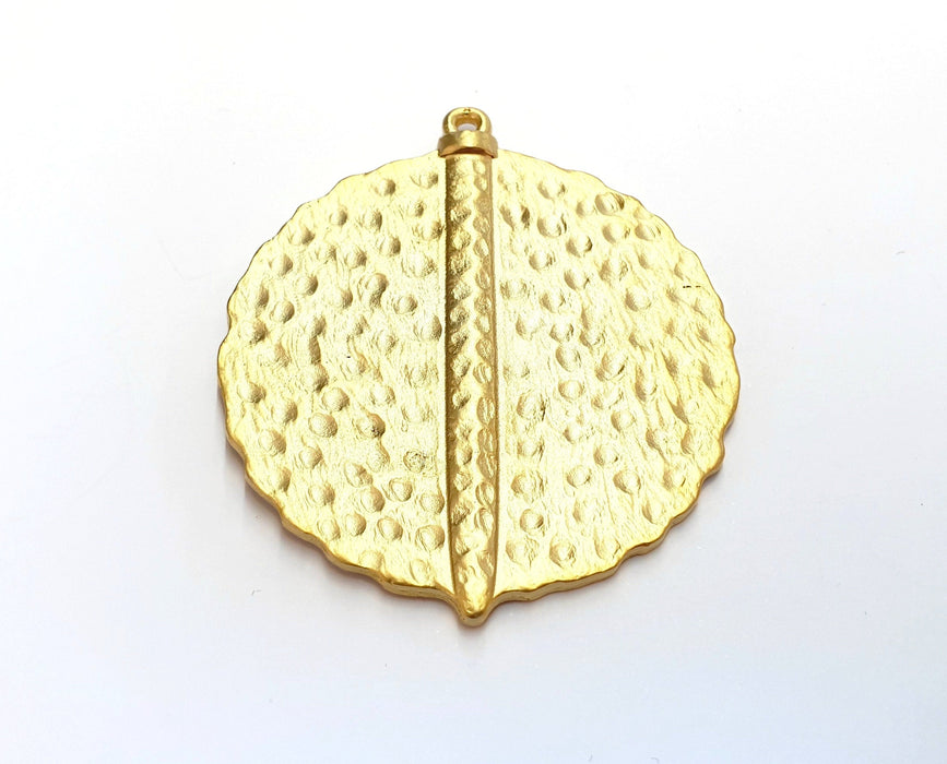 Hammered Gold Large Pendant Gold Plated Pendant (71x61mm)  G19823