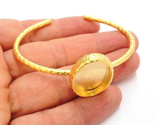 Gold Hammered Bracelet Blanks Settings Cuff Blanks Resin Blank İnlay Blank Adjustable Bracelet Gold Plated Bracelet (25x18 mm Bezel ) G19824