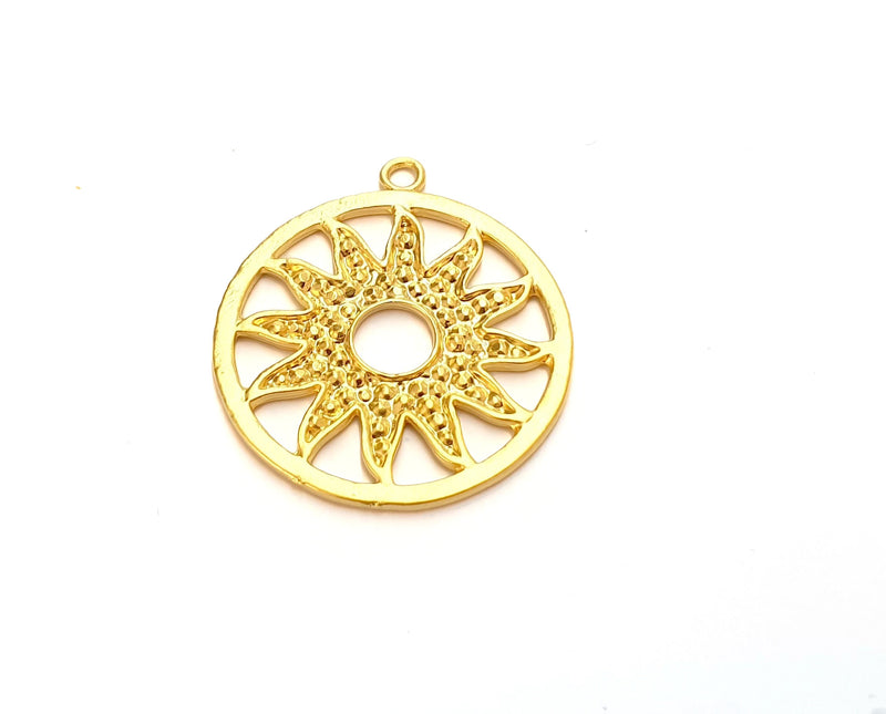 2 Sun Charms Gold Plated Charms (36x32mm)  G19825