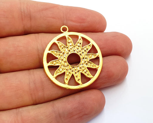 2 Sun Charms Gold Plated Charms (36x32mm)  G19825
