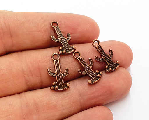 10 Cactus Charms Antique Copper Plated Charms (18x10mm)  G19826