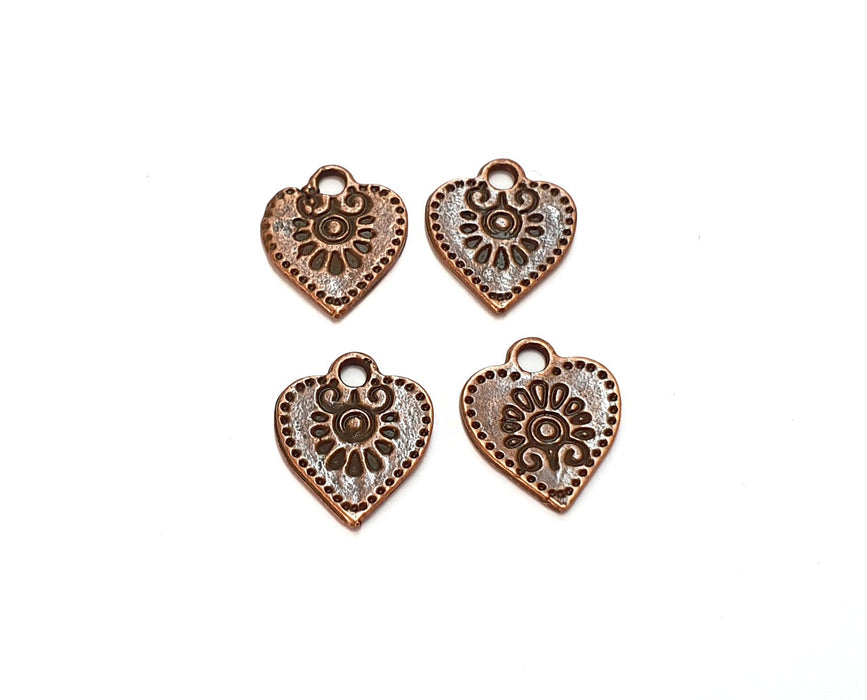 10 Heart Charms Antique Copper Plated Charms (15x13mm)  G19827