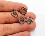 10 Heart Charms Antique Copper Plated Charms (15x13mm)  G19827