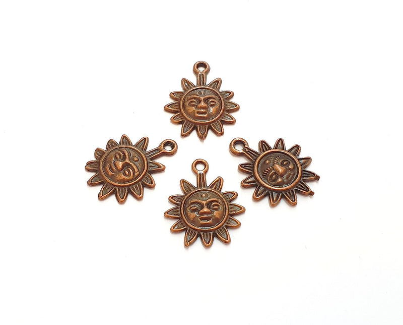10 Sun Charms Antique Copper Plated Charms (20x16mm)  G19830