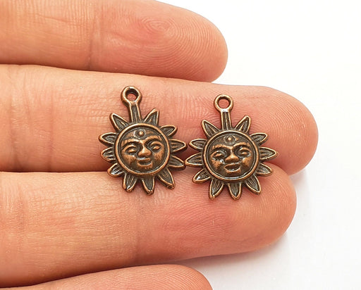 10 Sun Charms Antique Copper Plated Charms (20x16mm)  G19830