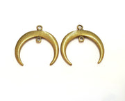 2 Crescent Charm Connector Moon Charm Antique Bronze Plated Pendants  (40x38mm)  G19831