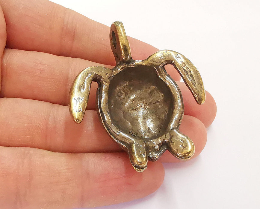 Sea Turtle Pendant Antique Bronze Plated Pendant ( 51x45mm )  G20234