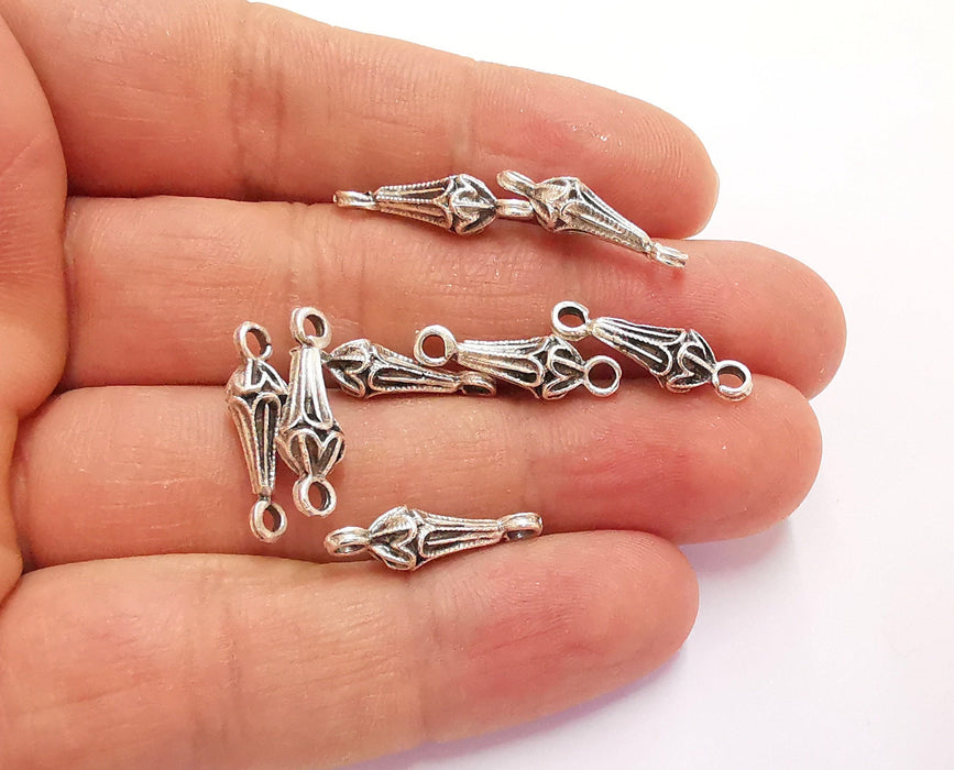 6 Charms Connector Antique Silver Plated Charms (21x7mm) G20239