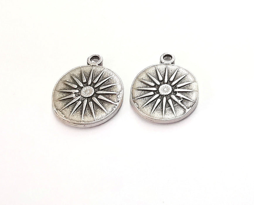 2 Silver (Double Sided) Charms Antique Silver Plated Charms (24x20mm)  G20241