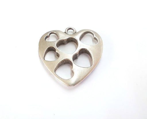 Heart Pendant Antique Silver Plated Pendant (43x41mm)  G20244