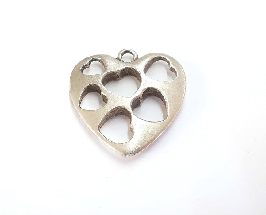 Heart Pendant Antique Silver Plated Pendant (43x41mm)  G20244