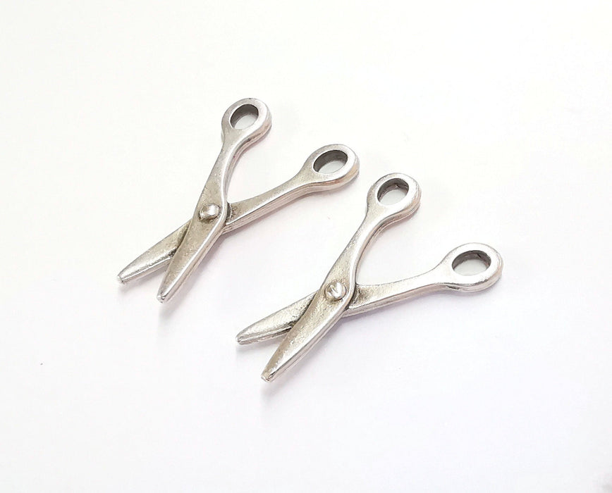 2 Scissors Charm Antique Silver Plated Charms (37x27 mm)  G20248