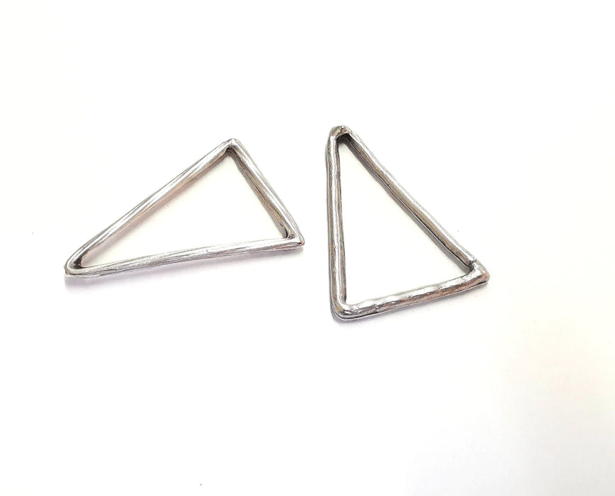 4 Triangle Findings Antique Silver Plated Findings (37x26mm)  G20249