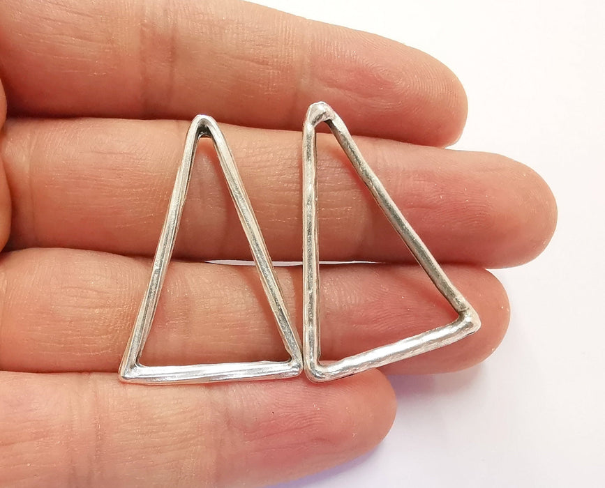 4 Triangle Findings Antique Silver Plated Findings (37x26mm)  G20249