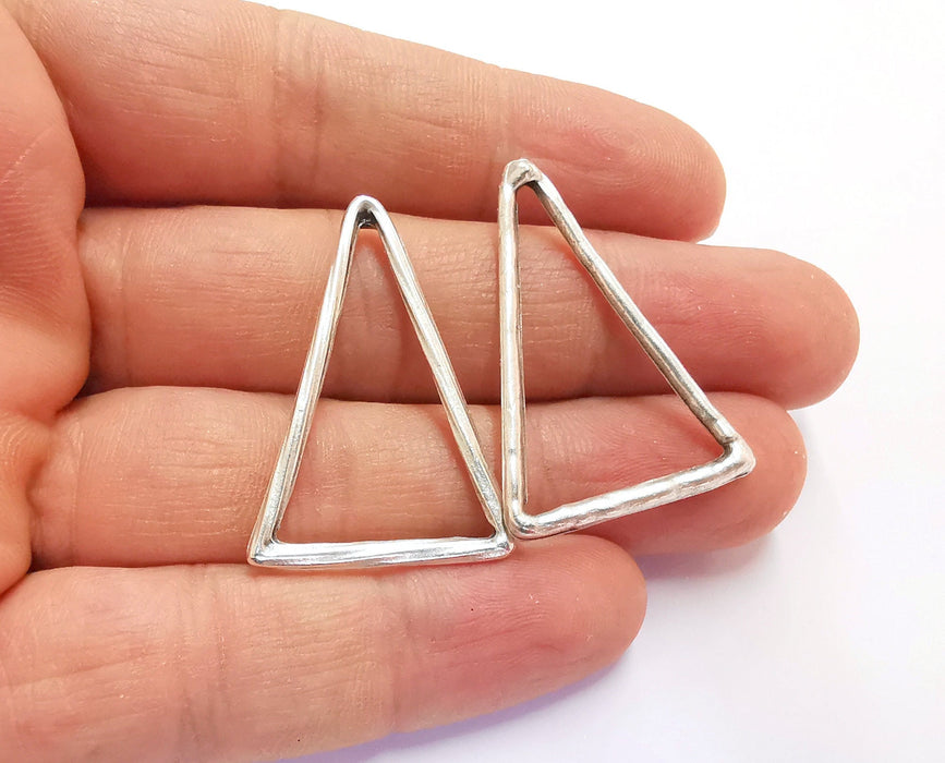 4 Triangle Findings Antique Silver Plated Findings (37x26mm)  G20249