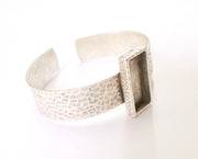Bracelet Blank Resin Bangle Dry Flower inlay Blank Cuff Bezel Glass Cabochon Base Hammered Adjustable Antique Silver (25x10mm ) G19863