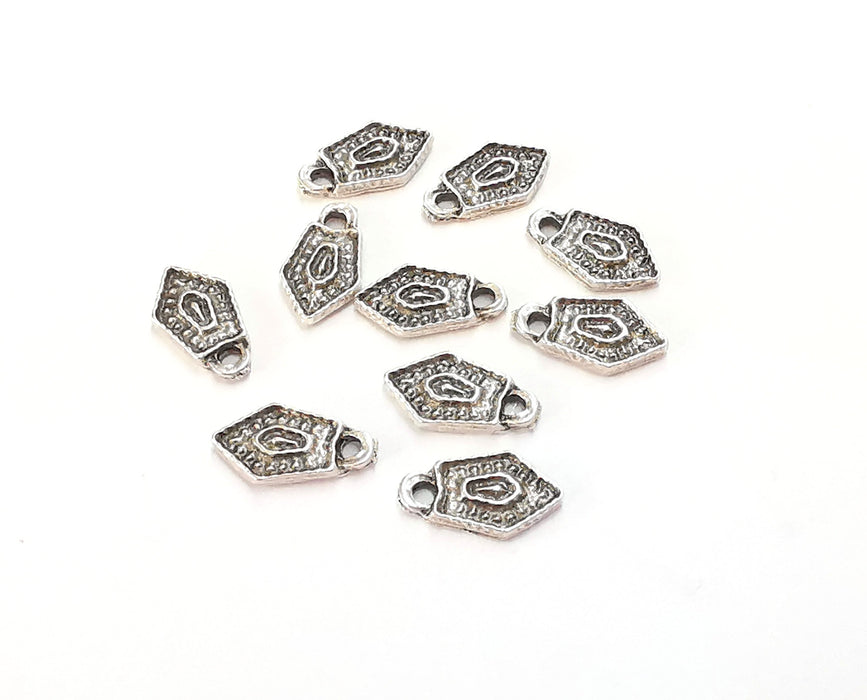 10 Silver Charms Antique Silver Plated Charms (14x8mm)  G20262