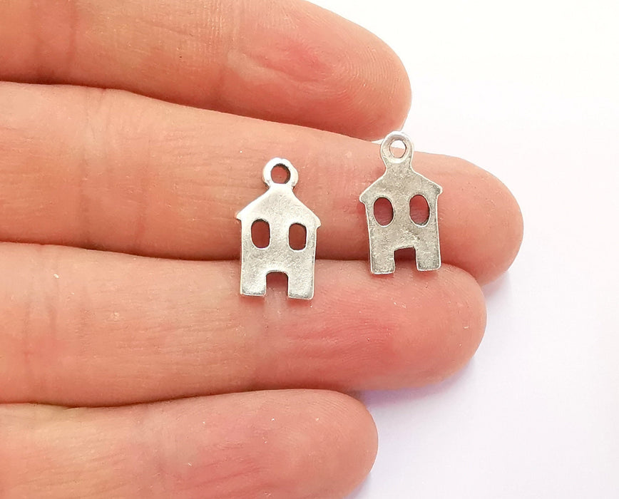 10 House Charms Antique Silver Plated Charms (17x10mm)  G20266