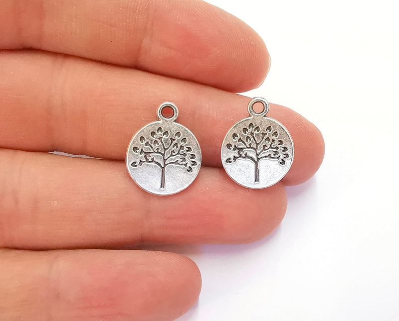 10 Tree Charms Antique Silver Plated Charms (18x15mm)  G21219