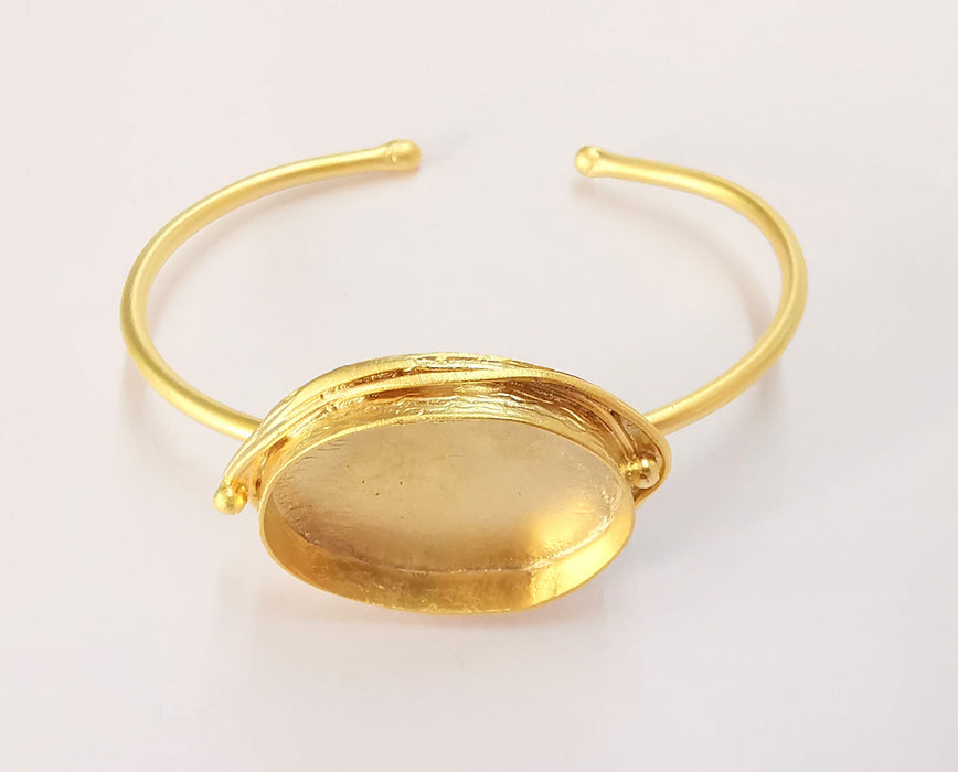 Matte Gold Bracelet Blanks Settings Cuff Blanks Resin Blank İnlay Blank Adjustable Bracelet Gold Plated Brass Bracelet (30x22 mm ) G20278