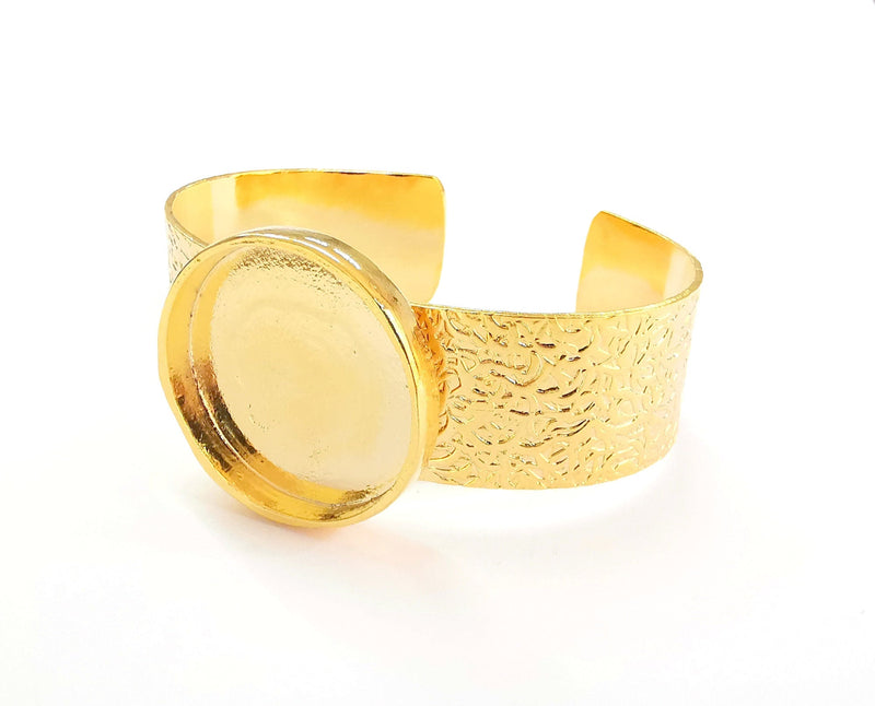 Bracelet Blank Resin Dry Flower inlay Blank Cuff Bezel Glass Cabochon Base Textured Adjustable Gold Plated  (30mm ) G22671