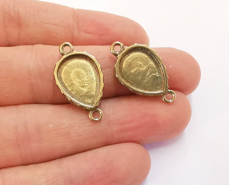 4 Charms Connector Blank Bezel Resin Bezel Mosaic Mountings Antique Bronze Plated Charms (26x15mm)( 16x12 mm Bezel Inner Size)  G20286