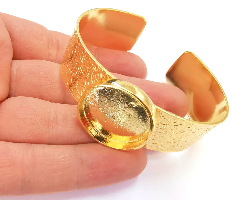 Bracelet Blank Resin Bangle Dry Flower inlay Blank Cuff Bezel Glass Cabochon Base Textured Adjustable Gold Plated  (25mm) G22444