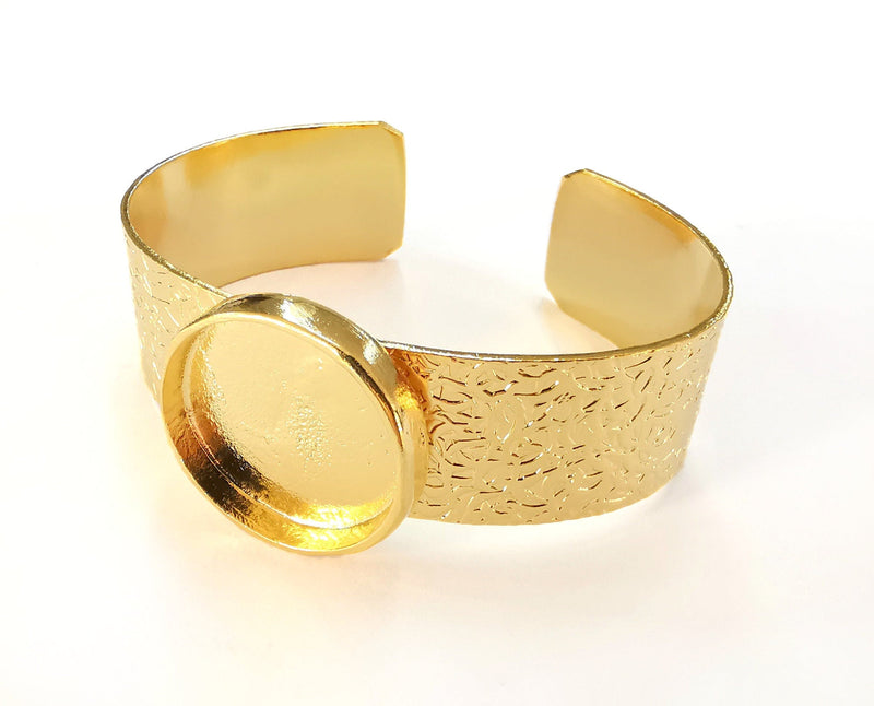 Bracelet Blank Resin Bangle Dry Flower inlay Blank Cuff Bezel Glass Cabochon Base Textured Adjustable Gold Plated  (25mm) G22444