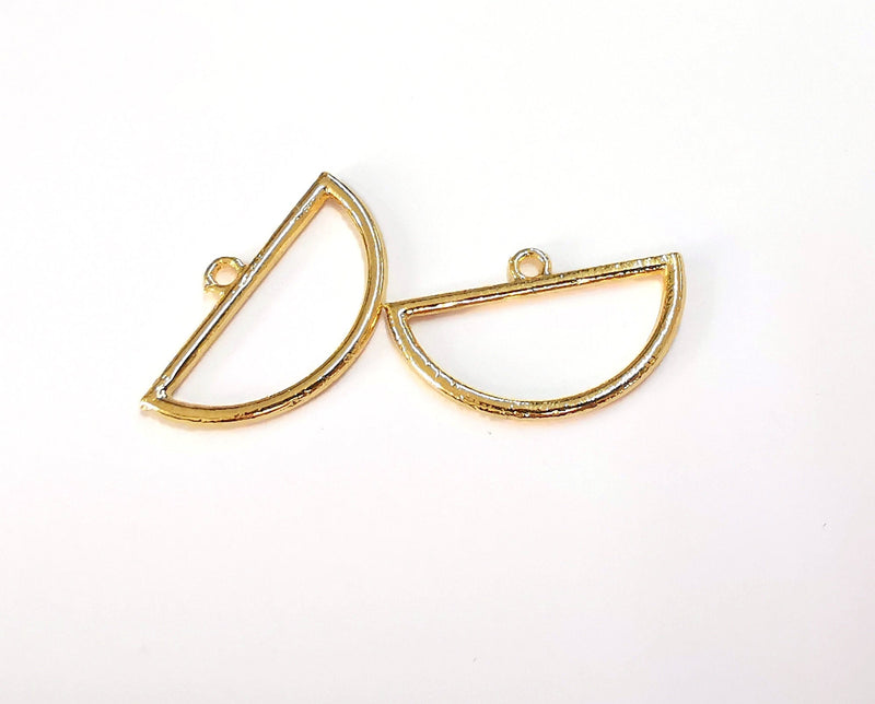 4 Half Moon Charms Shiny Gold Plated Charms (17x29mm)  G20328