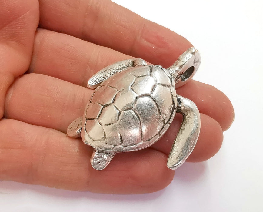 Sea Turtle Charms Antique Silver Plated Charms (52x45mm)  G20330