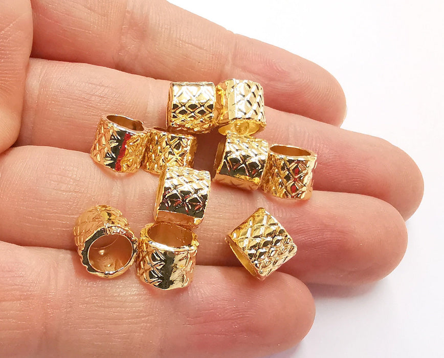 5 Rondelle Beads Shiny Gold Plated Beads (10x8mm)  G20335