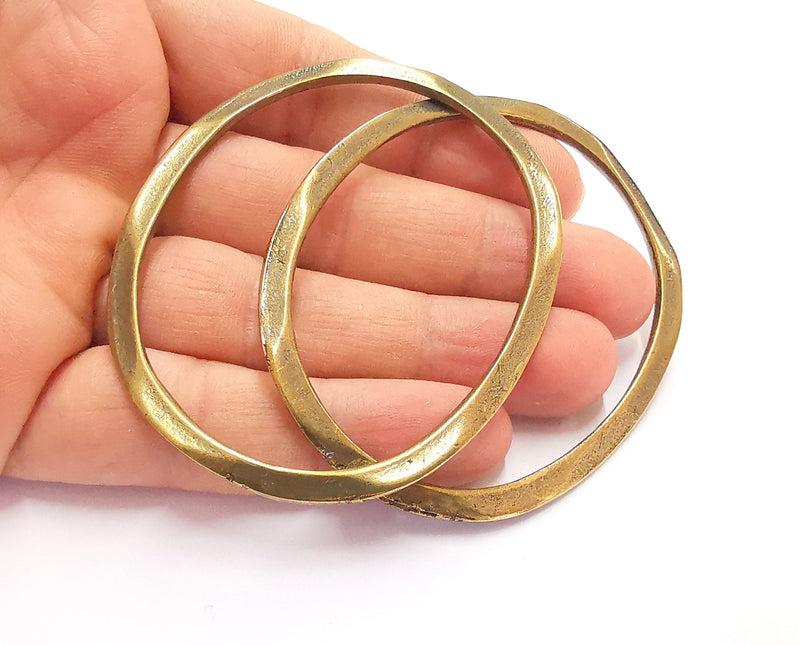 2 Oval Circle Findings Pendant Antique Bronze Plated Pendant (74x62mm)  G20344