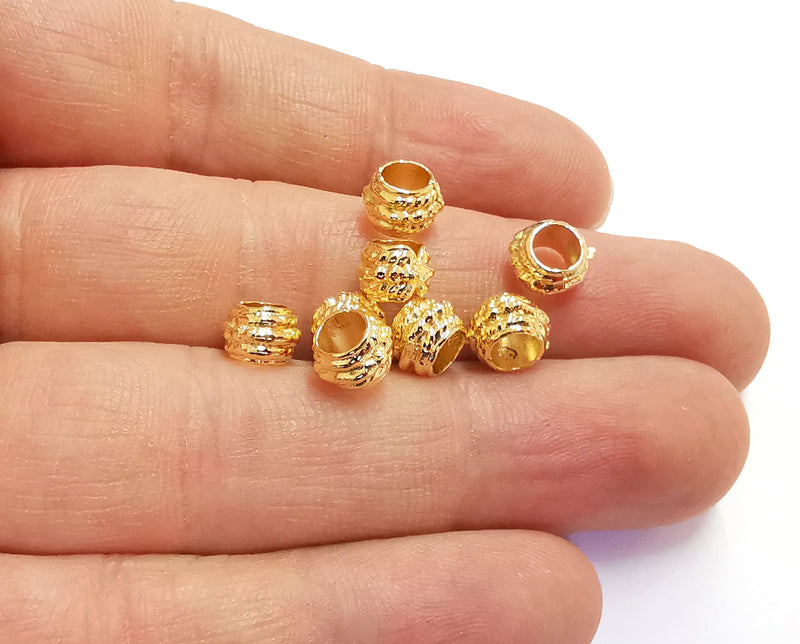 10 Rondelle Beads Shiny Gold Plated Beads (8x6mm)  G20348
