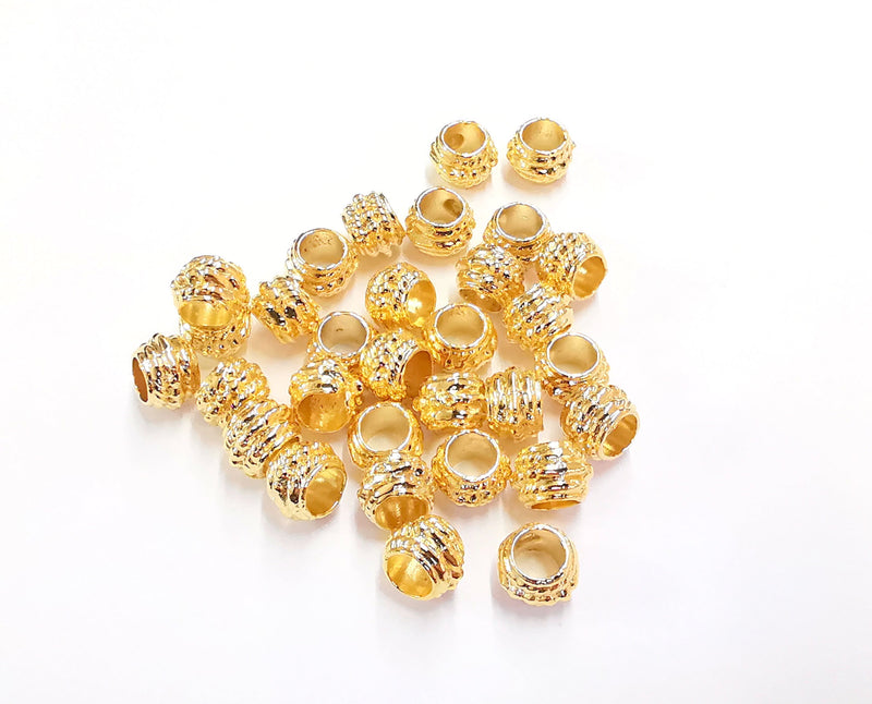 10 Rondelle Beads Shiny Gold Plated Beads (8x6mm)  G20348