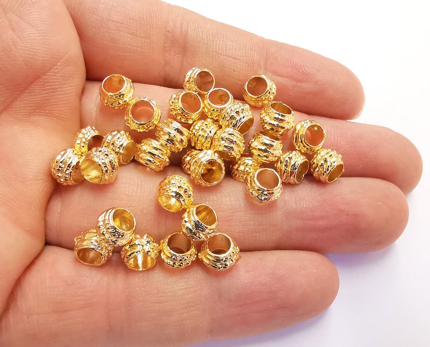 10 Rondelle Beads Shiny Gold Plated Beads (8x6mm)  G20348
