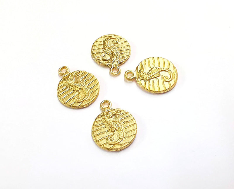 5 Seahorse Charms Gold Plated Charms (18x14mm)  G20349
